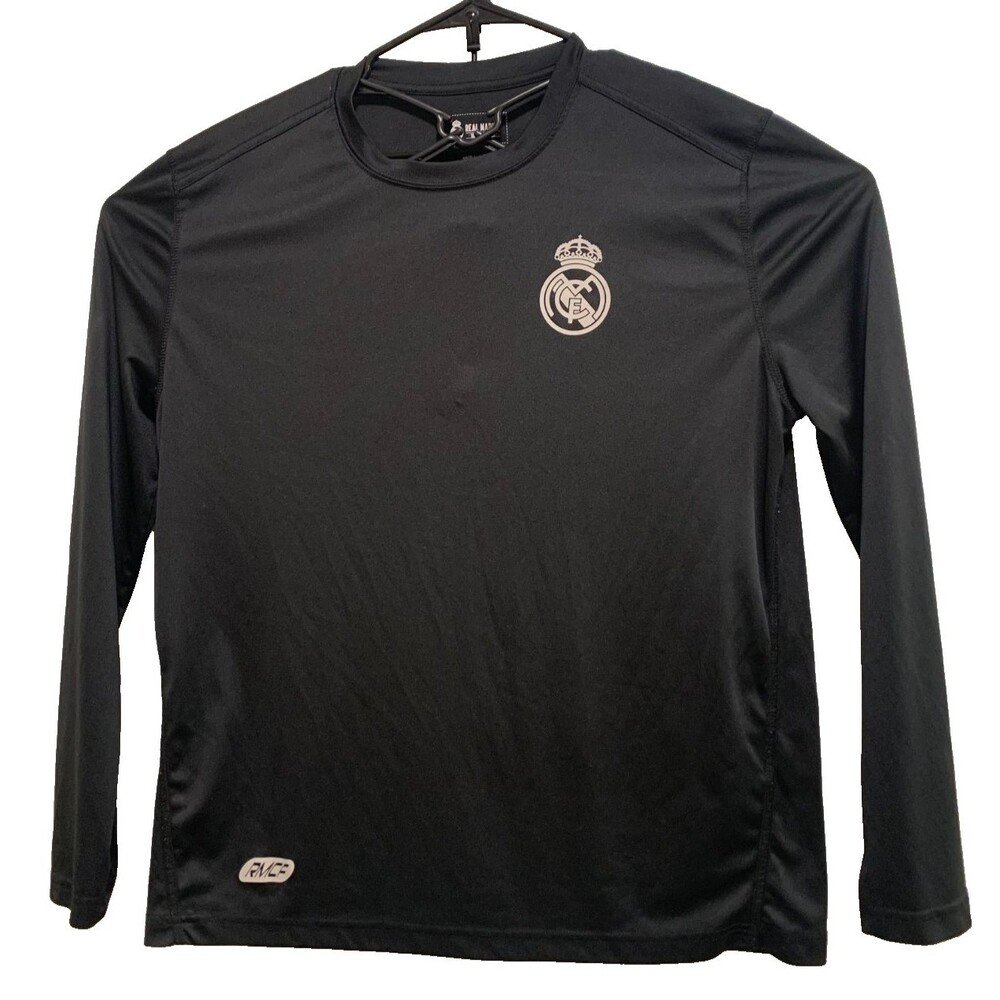 Real Madrid CF Long Sleeve Training Shirt Men's XL Black Soccer Jersey RMCF